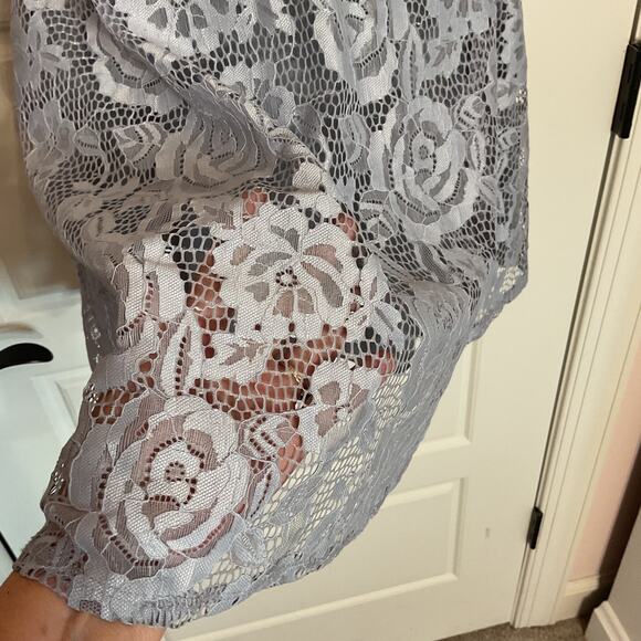 Speechless Blue/Silver Lace Overlay Party/Cocktail/Wedding Mini Dress M - Picture 3 of 8